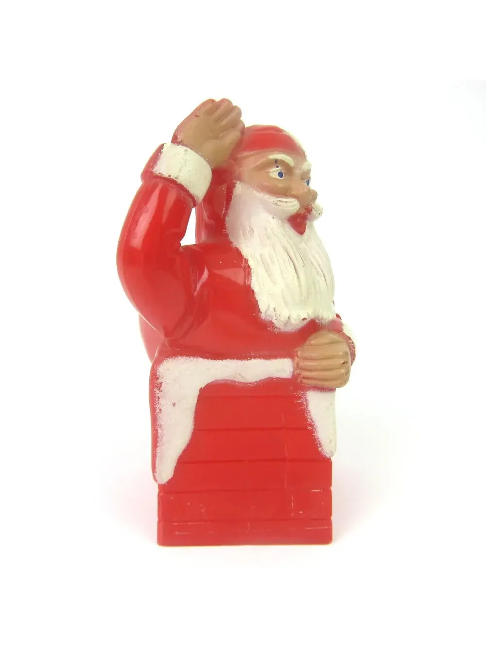 Vintage Rosbro Santa Claus in Chimney Christmas Candy Container Plastic 1950s